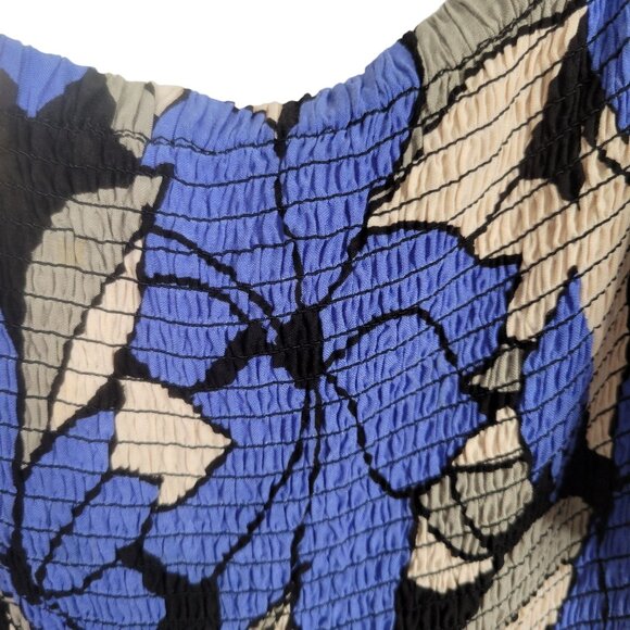 Free People Size L Dress Louise Off Shoulder Mini Floral Smocked Mini Flutter - Picture 10 of 11